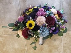 Garden Flower Bridal Bouquet Sunflower Sola Wood Colorful Wedding Wildflowers