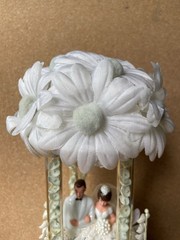 Vintage Wedding Cake Topper Daisies Lily Of The Valley White Pale Blue MCM 11″