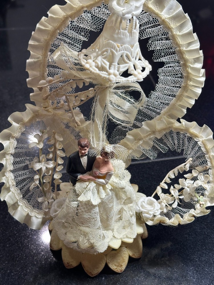 Vintage Mid Century Wedding Cake Topper Original 1950s Large