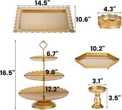 10 Pieces Gold Cake Stand Metal Round Cupcake Tower Decorative Dessert Fruit