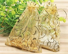 200pcs Gold Organza Wedding Party Gift Bags Favor Candy Sheer Jewelry Pouches US