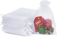 100 Pcs White Organza Bags 4X6″ Drawstring Mesh for Jewelry Candy Wedding Favor