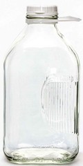 The Dairy Shoppe 2 Qt Heavy Glass Milk Bottle with Handle & 64 Ounces, Clear