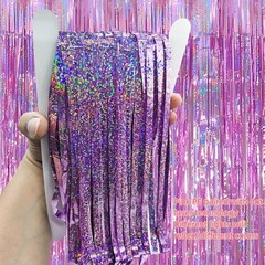 3 Pack Foil Curtain Backdrop 3.3×6.6 ft Tinsel Fringe Curtains for Parties Me…