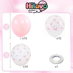 Pink Bow Balloons, 12 Inch Pastel Light Pink 12 inch 35pcs Pink White