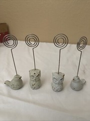 Set of 4 Solid Cast Iron Bird,owl Picture / Place Card Holders 2” x 1.25” x 5″