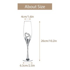 Sziqiqi Wedding Champagne Glass 2 Count (Pack of 1), Silver with Regular Box