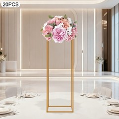 Gold 20 PCS Geometric Flower Stand For Wedding, Flower Stand 10.63*10.63*31.5in