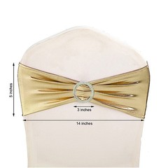 10 Champagne Metallic Spandex Chair Sashes Silver Buckles Wedding Decorations