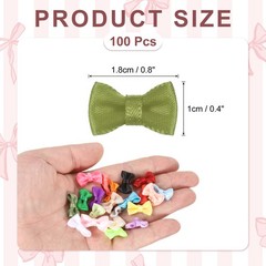 100 Pcs Mini Ribbon Bow 0.8″ Mini Fabric Ribbon Flower Bows, Olive Green