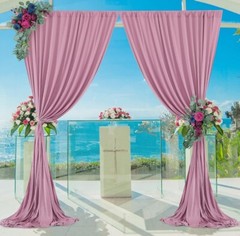 2 Curtain Panels Dusty Rose Plush Backdrop Drape Party Decor Cherry Blossoms