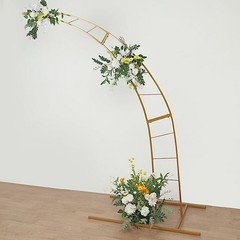 8 ft GOLD Half Crescent Moon Floral Display Frame Arch BACKDROP STAND Events