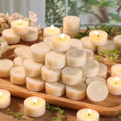 6 Hour Soy Tea Lights Candles 50 Pack, Unscented Long Burning 50 White