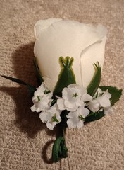 NEW 5″ Artificial White Rose Wrist Corsage Bout SilverBow Pink Tulle Rhinestone