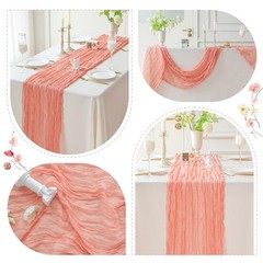 1 Pack Peach Coral Cheesecloth Table Runner 10ft Boho Cheese Cloth Table