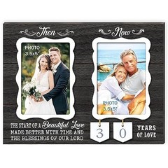 Then & Now Double Picture Frame Holds 3.5×5 brown then & now frame double