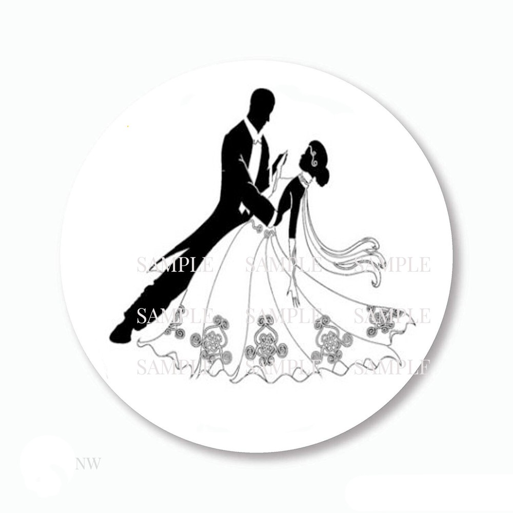 Wedding Couple Labels Scrapbook Stickers Favors 5 Sizes Round, Matte or Glossy