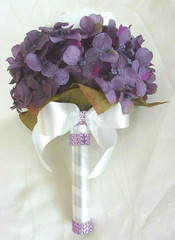 Wedding Bride Bridesmaid Bouquet Silk Dark Hydrangea Off White Roses NEW ON SALE