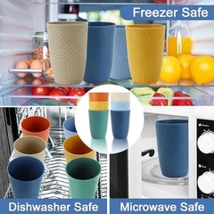 Wheat Straw Cups 16 OZ, Plastic Drinking Glasses, Drinking 16 oz Multicolor