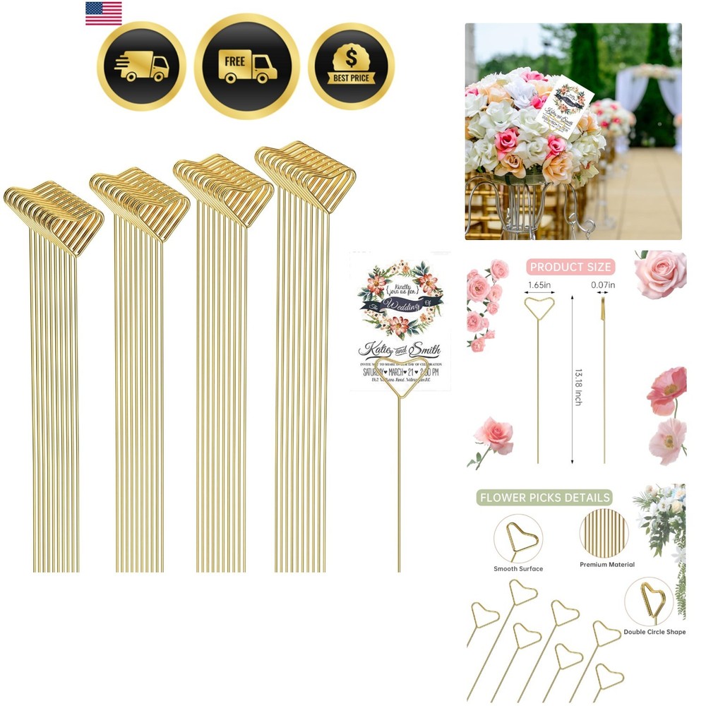 40 Packs Floral Card Holder Picks – Metal Gift Card Holder Sticks for Bouquet…