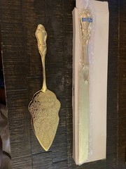 International Silver Company Gold Plated Knife And Cake Server Set