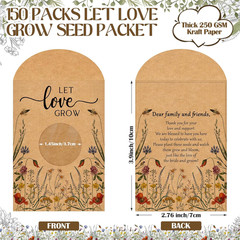 150 Pcs Let Love Grow Seed Packets Cool Wedding Favors for Guests Kraft Envelope