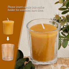 Aglary 12-Pack Pure Beeswax Votive Candles In Glass Natural Honey Aroma 12-Hour