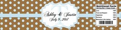Kraft Paper & Baby Blue Glitter Dots Wedding Anniversary Water Bottle Labels