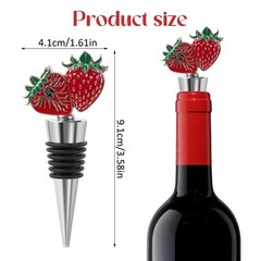RICHCEE 2 Pack Strawberry Wine Stoppers for Bottles, Zinc Alloy Silver