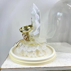 Vintage 50th Wedding Anniversary Cake Topper with Gold Champagne Flutes Ribbons