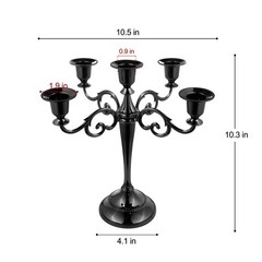 FANWNKI 5-Candle Metal Candelabra 10.2 Inch Tall Candlestick Black-regular