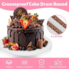 12-Pack 8 Inch White Round Cake Boards, Sturdy 1/2 Thick Smooth Edge Base