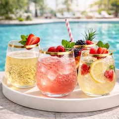 48 piece Stemless Unbreakable Crystal Clear Plastic Wine Glasses Set Gold Rim
