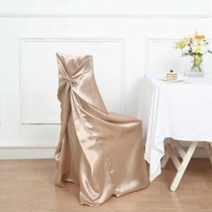 6 Nude SATIN UNIVERSAL CHAIR COVER for Wedding Banquet Reception Decorations