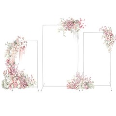 3pcs Rectangular Metal Backdrop Stand Weddings Balloon Frame Stand Decor White
