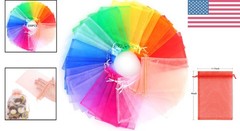 Durable Assorted Organza Drawstring Bags – 100 Pack, Perfect for Jewelry & Candy