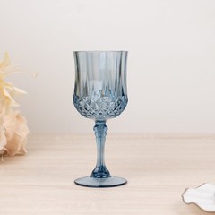 DUSTY BLUE 6 Plastic 8 oz Crystal Cut Goblets WINE GLASSES Party Events
