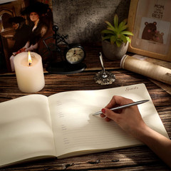 Leather Guest Book and Pen Stand Set, 10.5″ X 8″ Embossed Guests Sign in Book Re