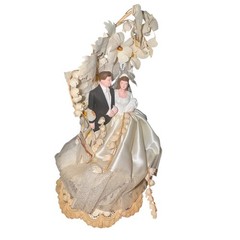 Vintage 1950s Wedding Cake Topper Bride Groom Dated 1/5/1952 Mid Century Decor