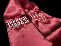 University of Oklahoma (OU) Satin Chair Sash / Wreath Sash (2 Logos) 49k Stitch