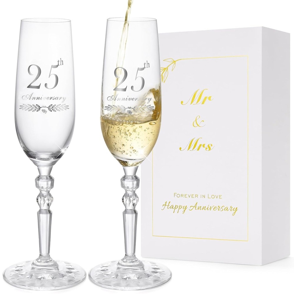 25th Wedding Anniversary Decorations Silver Gifts for Couple Classical Style