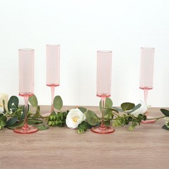 6 Cylindrical 6 oz Reusable Plastic Champagne Flute Glasses Party Events