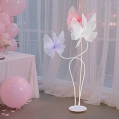 Giant 3-head Artificial Butterfly Decorations, for Wedding, White, Pink, Purple