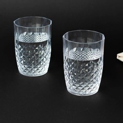 6 CLEAR16 oz Crystal Cut Plastic DRINKING GLASSES Party Events Home Decorations
