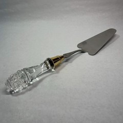 Mikasa Cake Pie Server 14” Stainless Steel Beveled Lucite Handle Gold Bolster