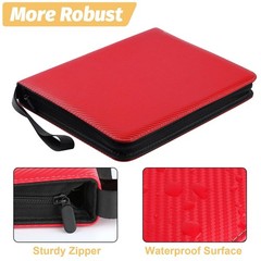 GERMUN 3 Ring 9 Pocket Zipper Card Binder, 720 Double Sided Standard PU Tradi…