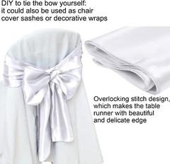 4pc 12″x 108» White Satin Table Runner Long Bright Silk Smooth Wedding Party