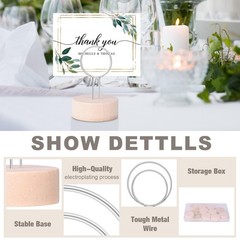 Table Number Holders Pack of 10 Metal Wire with Wooden Base for Better Stabil…