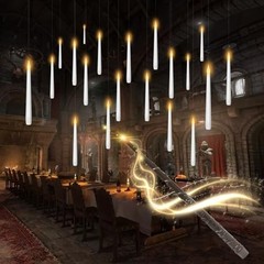 Flameless Floating Candles with Wand，20 Pcs Magic LED Hanging Taper White-20pcs