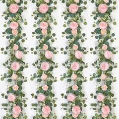 Artificial Flower Garlands Eucalyptus Garlands with Flowers 4PCS Light Pink